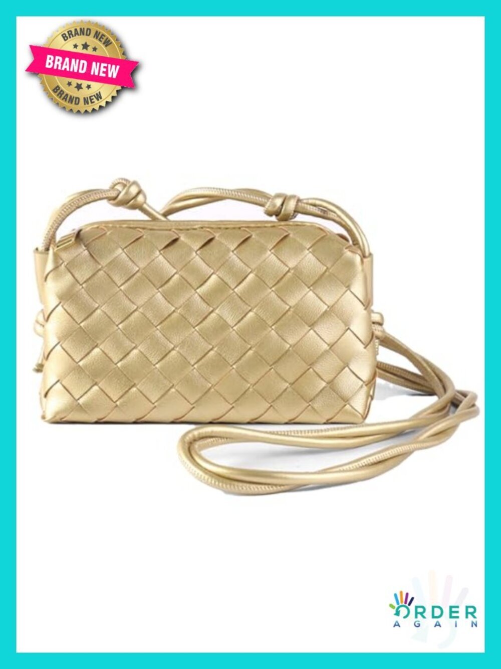 Small Woven Vegan Leather Crossbody Shoulder Bag
